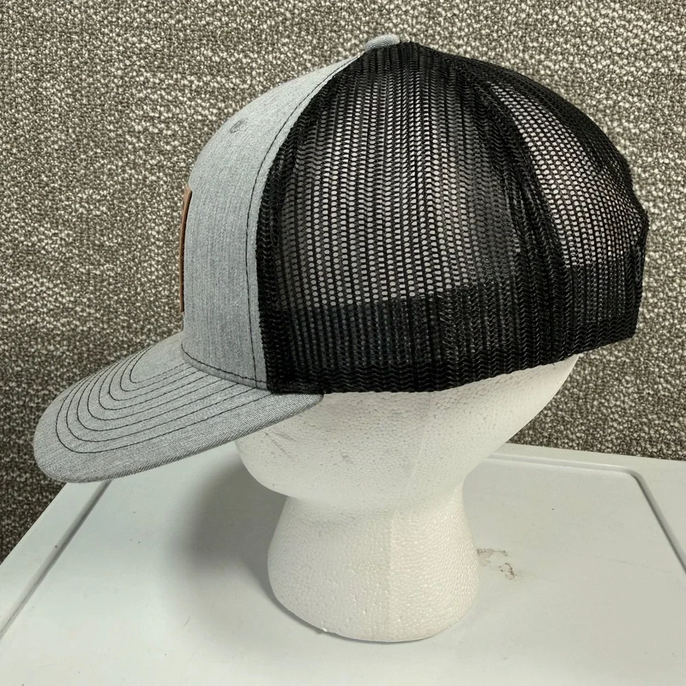 Ariat Hat Trucker Snapback Mens OS Grey Leather Flag Patch Richardson Style 112